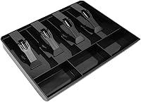 Vista 2 de Bandeja para cajón de caja registradora con 4 compartimentos para billetes/3 monedas para almacenamiento de dinero, color negro