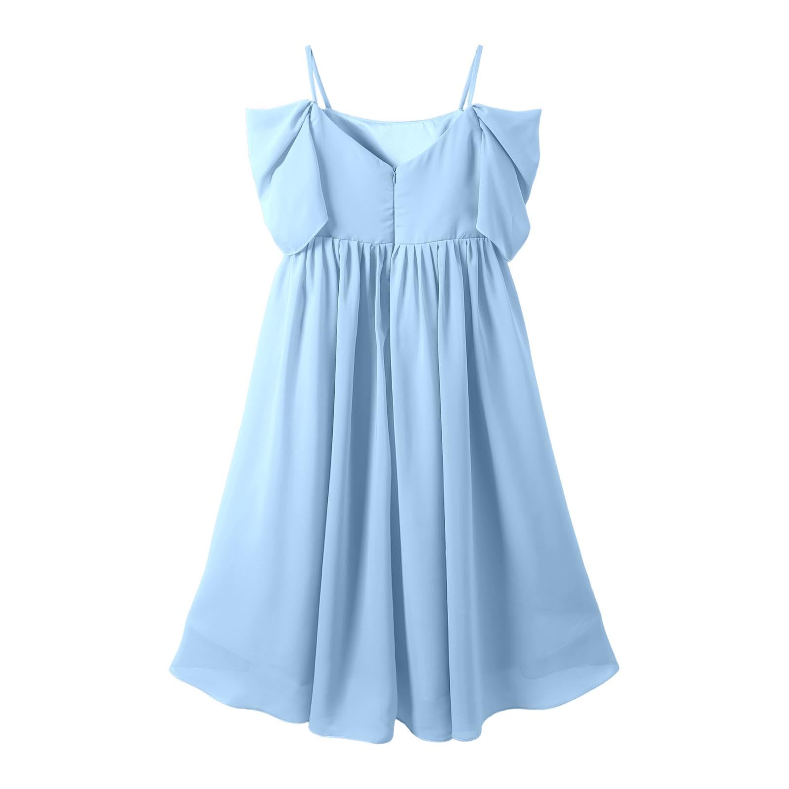 Mädchen Kleid A-Linie,Musselin Kleid Mädchen Sommer,Asymmetrisches Chiffon mit Blumenmuster Party Teenager Junge Festliche Anlässe Swingkleid Vintage Alltag Feier