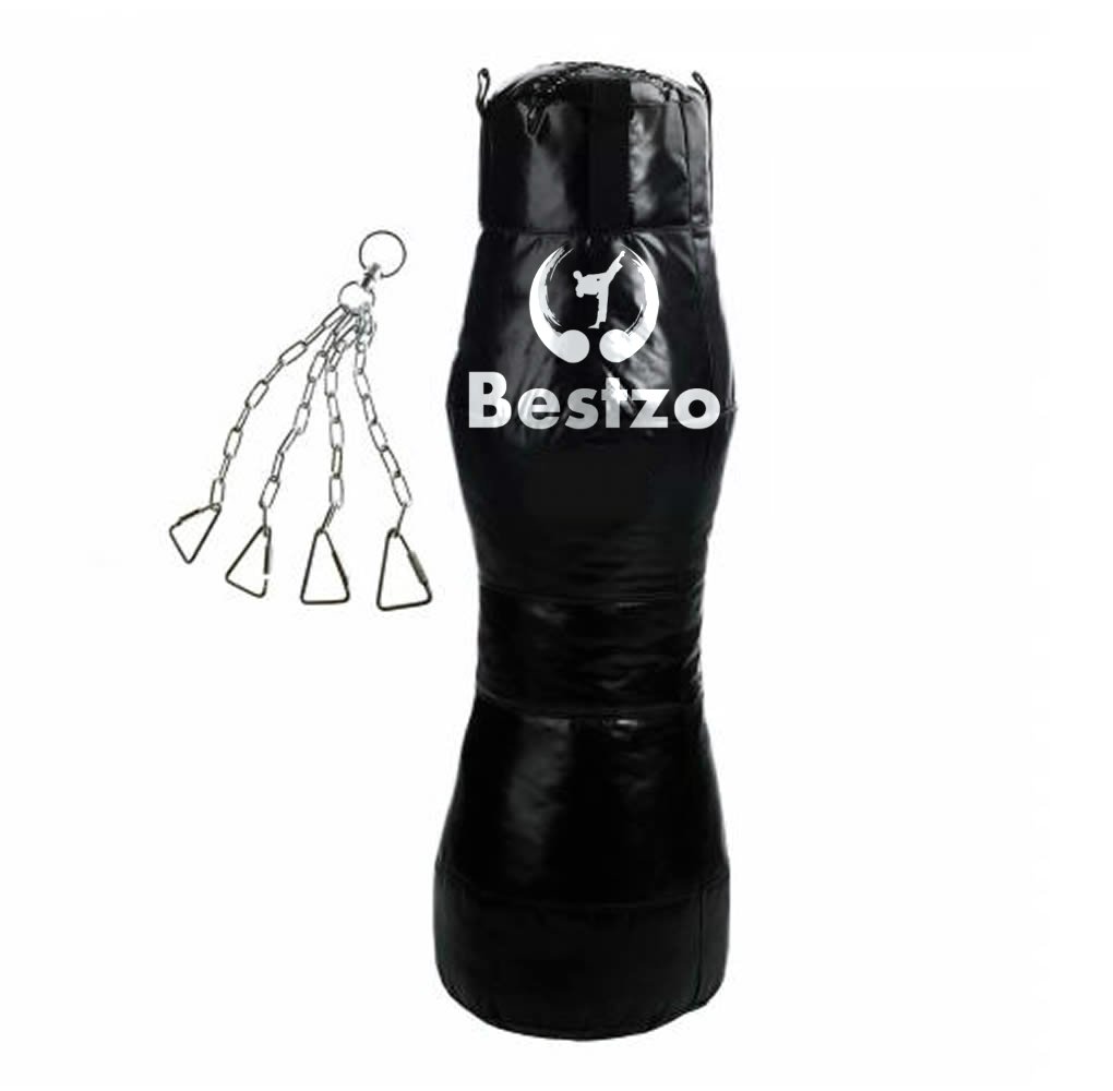 Bestzo MMA Punching Bag - Cylinder Shape Pound/Floor Striking -Black-Synthetic Leather -47 inch
