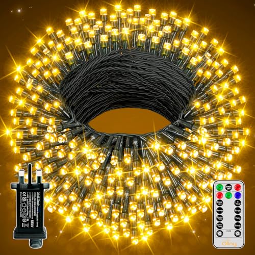 Ollny Christmas Tree Lights Outdoor, 40m 400 LED Fairy Lights Mains Powered, Warm White Waterproof String Light with Plug/Remote/Modes/Timer, Bright Lighting Outside Indoor Garden Xmas Decorations