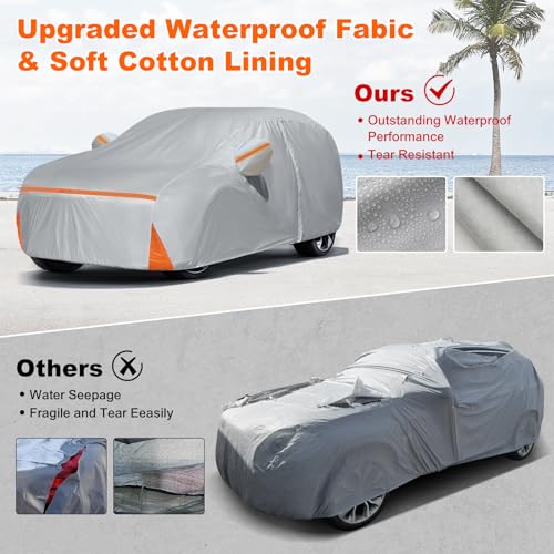 Image of Car Cover for 2012-2024 Audi Q3 /RS Q3, Waterproof Custom-fit All Weather Sun Rain UV Dust Snow Protection Outdoor Q3 Full Car Cover with Door Zipper and Cotton Lining-Gray