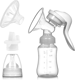 Durceler Manual Breast Pump, Silicone Hand Pump for Breastfeeding, Small Portable Manual Breast Milk Catcher, Baby Feeding Pumps & Accessories, White, Mothers Day Gifts, Travel Portable Breast Pump