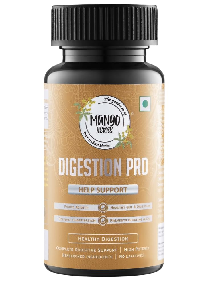 MangoHerbs DIGESTION PRO - A Natural Digestive Aid with 12 Potent Herbs & Spices | Reduces Acidity, Bloating, & Constipation, & Elevates Gut Function No Laxatives or Stimulants | A Licensed Ayurvedic Proprietary Medicine Recognized by the Ministry of Ayush