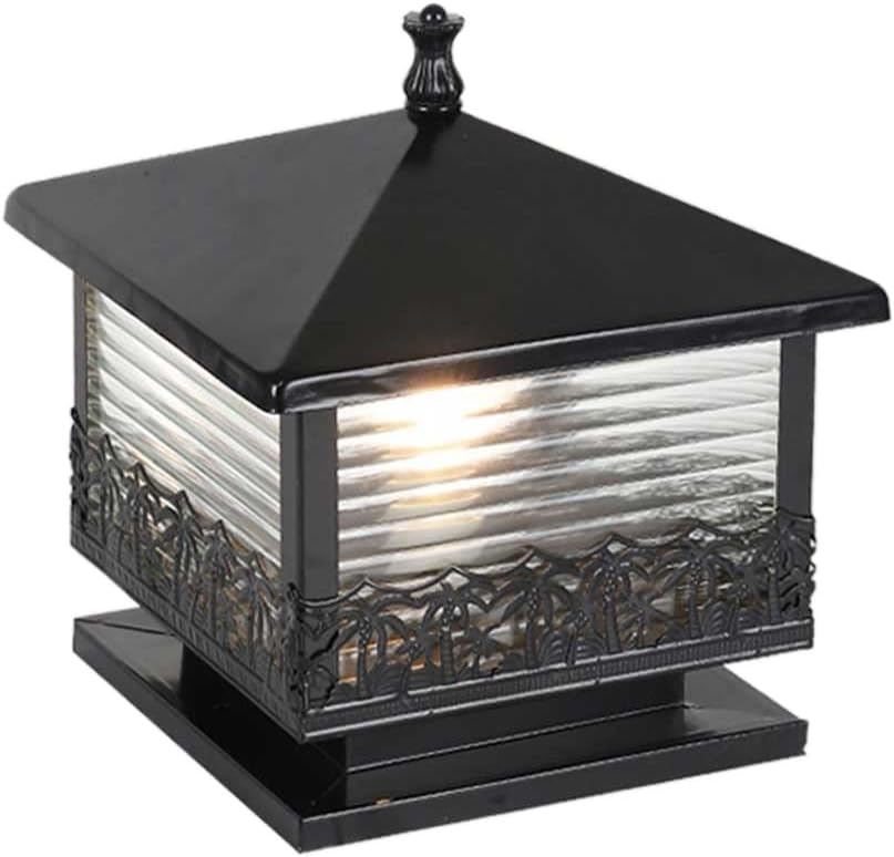 Outdoor Floor Lamp Waterproof IP54 Patio Traditional Waterproof Pillar Square Fence Outdoor Pillar Classic Garden Lantern for Garden Post Patio