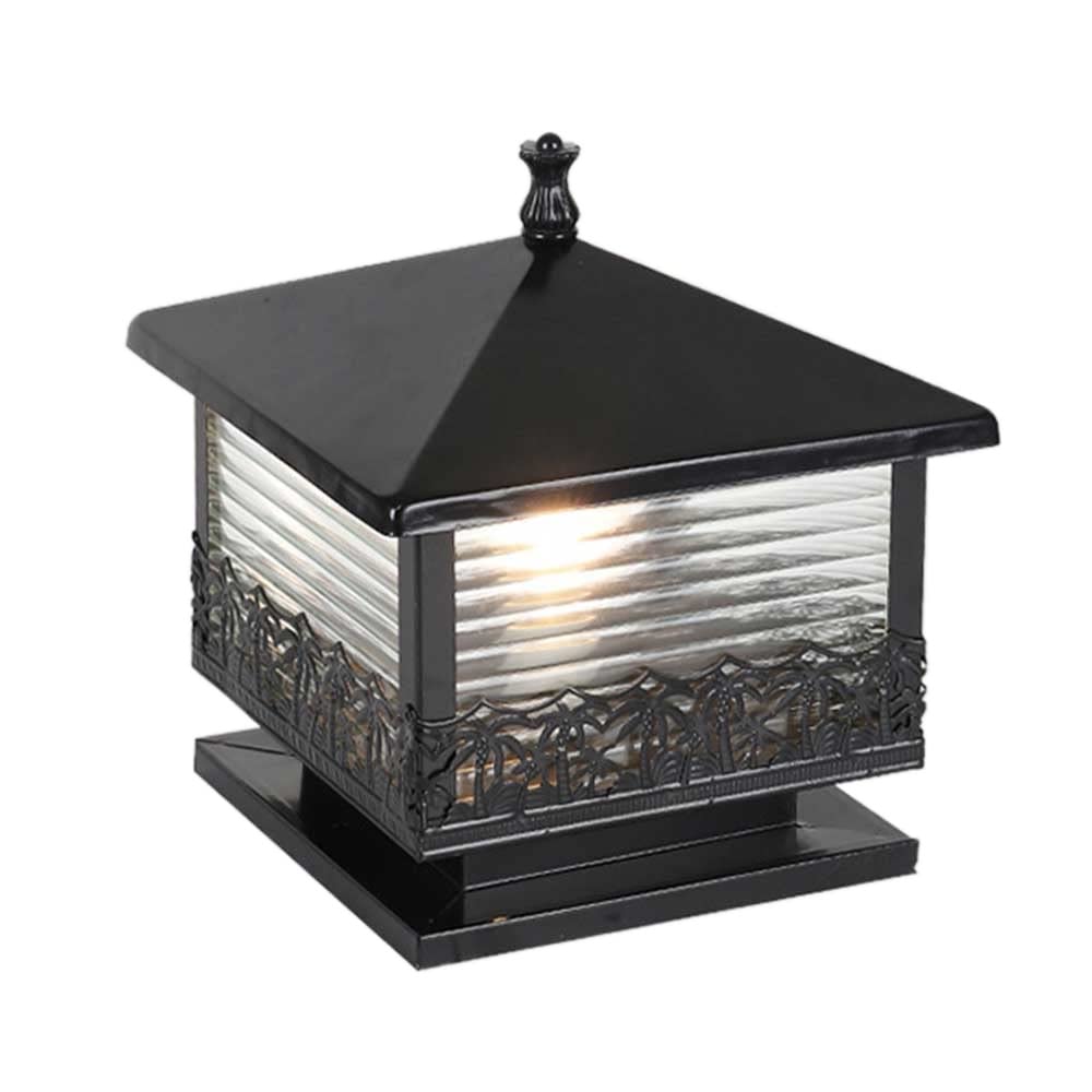 GTHTUHFD Outdoor Pillar Light Waterproof Post Lights Fixture Square Fence Outdoor Column Lamp Vintage Exterior Post Lantern With Pier Mount For Patio Garden Pathway Backyard,Dark-25cm