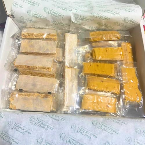 Porciones de Turrón Artesano a granel - Formato de 1kg (45ud aprox.) - Turrón de Jijona y Turrón de Alicante a partes iguales