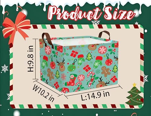 Image of Large Christmas Gifts Empty Baskets Kids Collapsible Holiday Storage Bin with Handle (Deer Head Red Socks Hat)