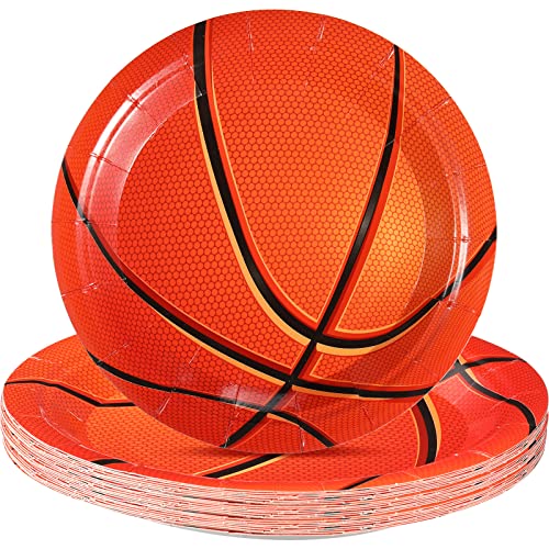 40 Pcs Basketball Dessert Plates Basketball Paper Plates Round Kids' Party Plates For Food Cake Birthday Sport Theme Party Decorations Supplies, 7 Inches #TOP28