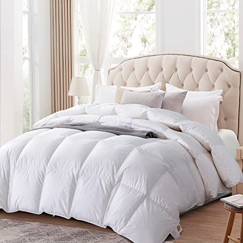 Globon Luxurious Feather Down Comforter King Size, Fluffy Hotel Collection Duvet Insert Heavyweight For Winter, 100% Soft Cotton Shell With Corner Tabs, White(106X90Inches)… #TOP1