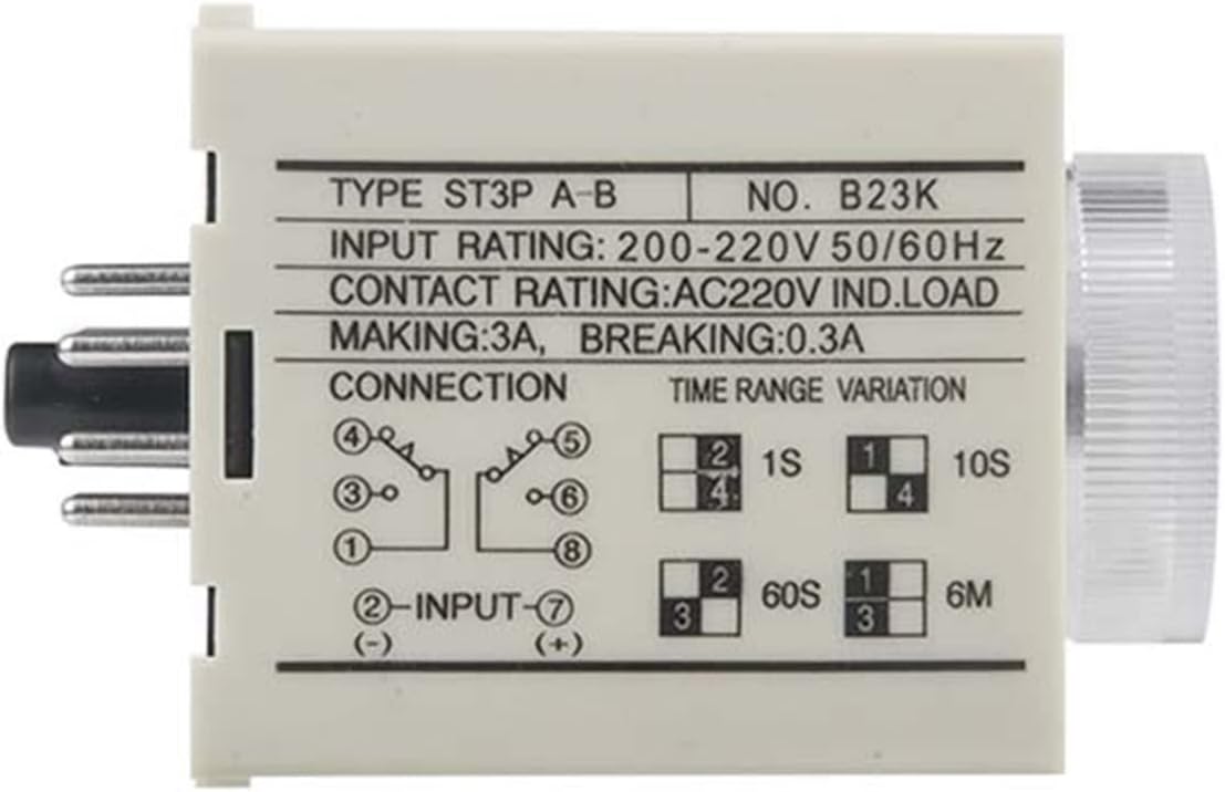 ST3PA-A/B/C/D/E/F/G Time Relay with Base Socket AC 220V 110V 380V Power On Delay 8 Pins Off Timer(A-D(10S 10M 100S 60M)