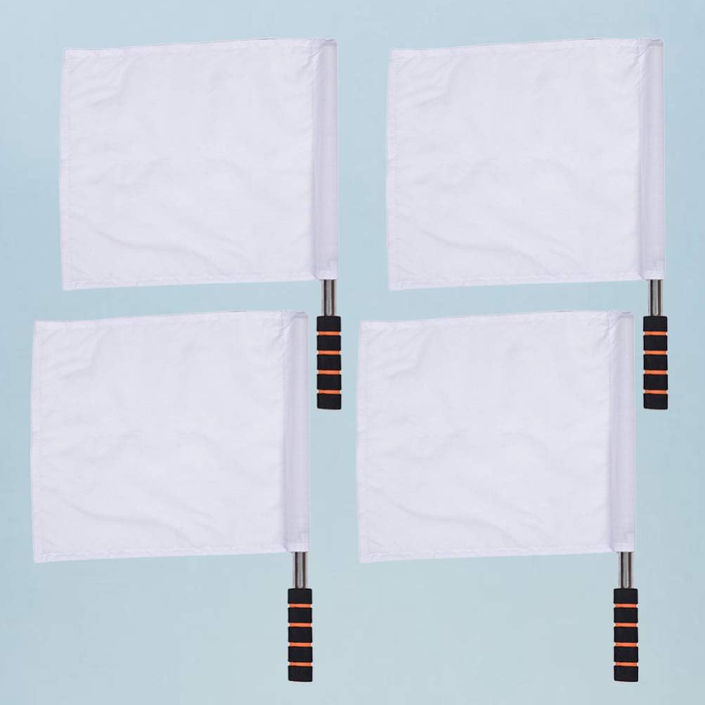 Outdoor Sign Sports Referee Flags 4pcs Events Referee Flags Sponge Handle for Soccer Volleyball Football Track Match White Gym Belt