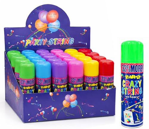 Party Crazy String Spray 280ml Multicolour Streamer Cans for Birthday Wedding Stag and Hen Parties (10)