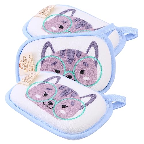 FOYTOKI 3 piezas Esponjas de Baño para Bebés Suaves con Dibujos Animados Adecuado para Adultos con Cuerda para Colgar para Ducha y Baño Infantil