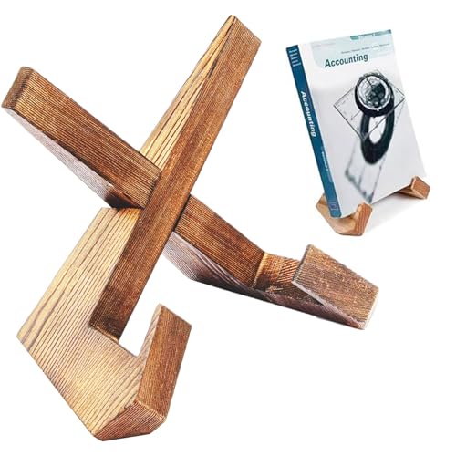 1pcs Recipe Book Stand Wooden Cookbook Holder,Wooden Cookbook Holder for Display Stand,Portable Foldable Rustic Recipe Book Holder for Kitchen Cooking,Reading Hands Free,Books Tablet(Brown)