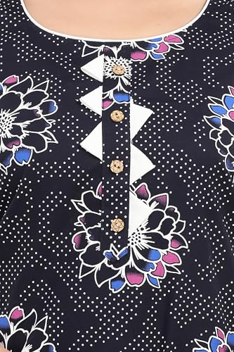 Image of Women's Cotton Free Size Nighty Maxi Dress - Sleeveless Long Floral Printed Night Gown | Soft Breathable Lounge Wear | Full Length Comfortable House Dress