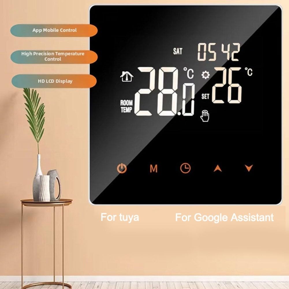 Thermostat Numérique pour tuya pour Chauffage au pour sol - Écran LCD Tactile Rétroéclairé Contrôle Vocal pour alexa Google Home Précision ±1°C 86x86mm(Electric heating)