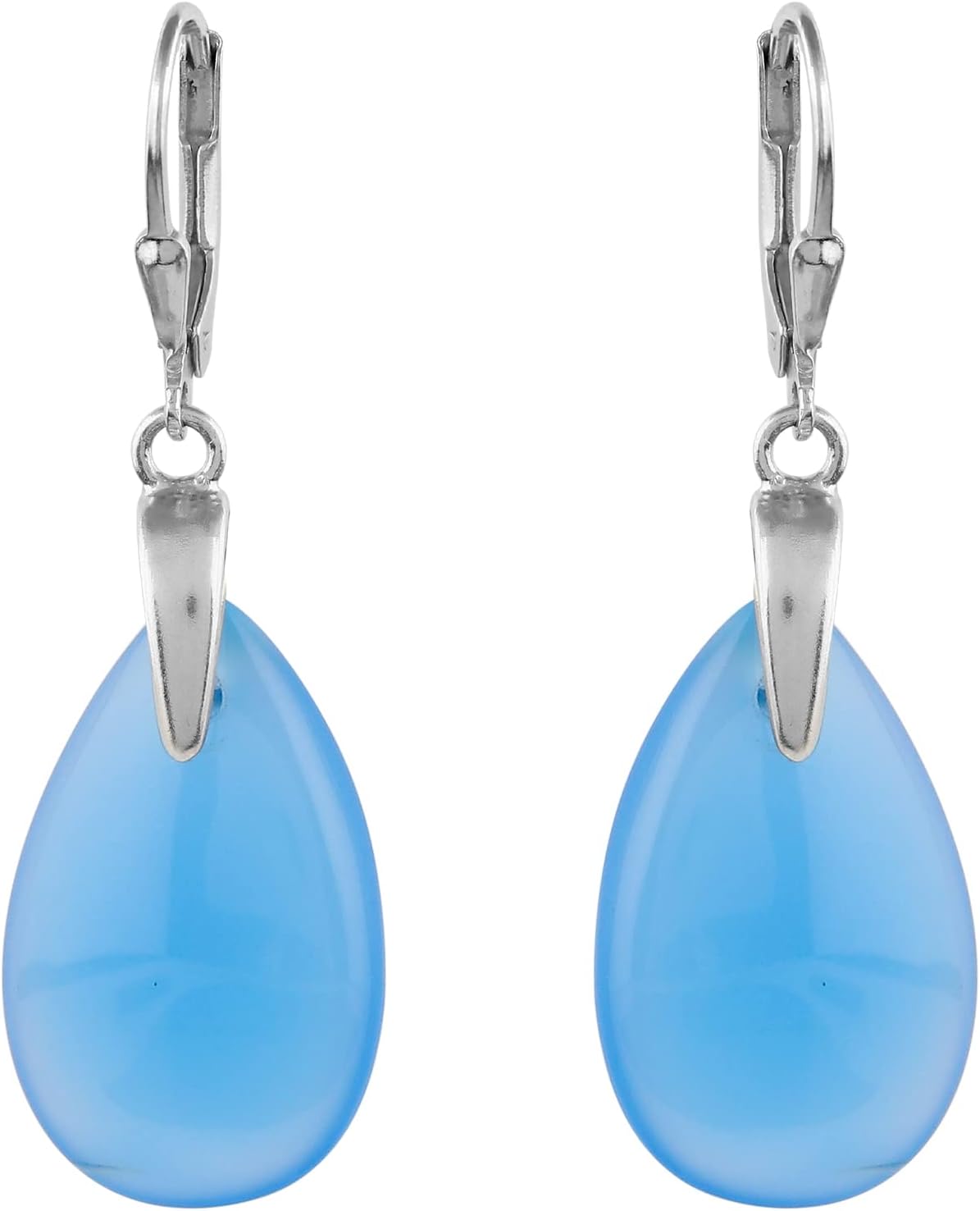 Natural Blue Chalcedony Gemstone Dangling Earrings, 925 Sterling Silver, Handmade Boho Hypoallergenic Jewelry for Women, Birthday Elegant Christmas Gift for her