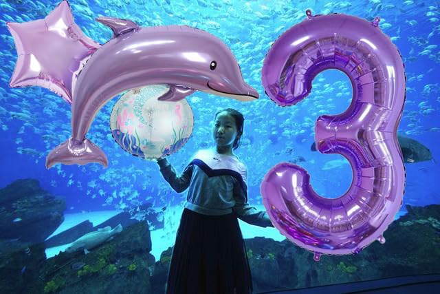 Delfin Geburtstagsballons – Lila, Mit Zahl 8, Für Mädchen-Partys