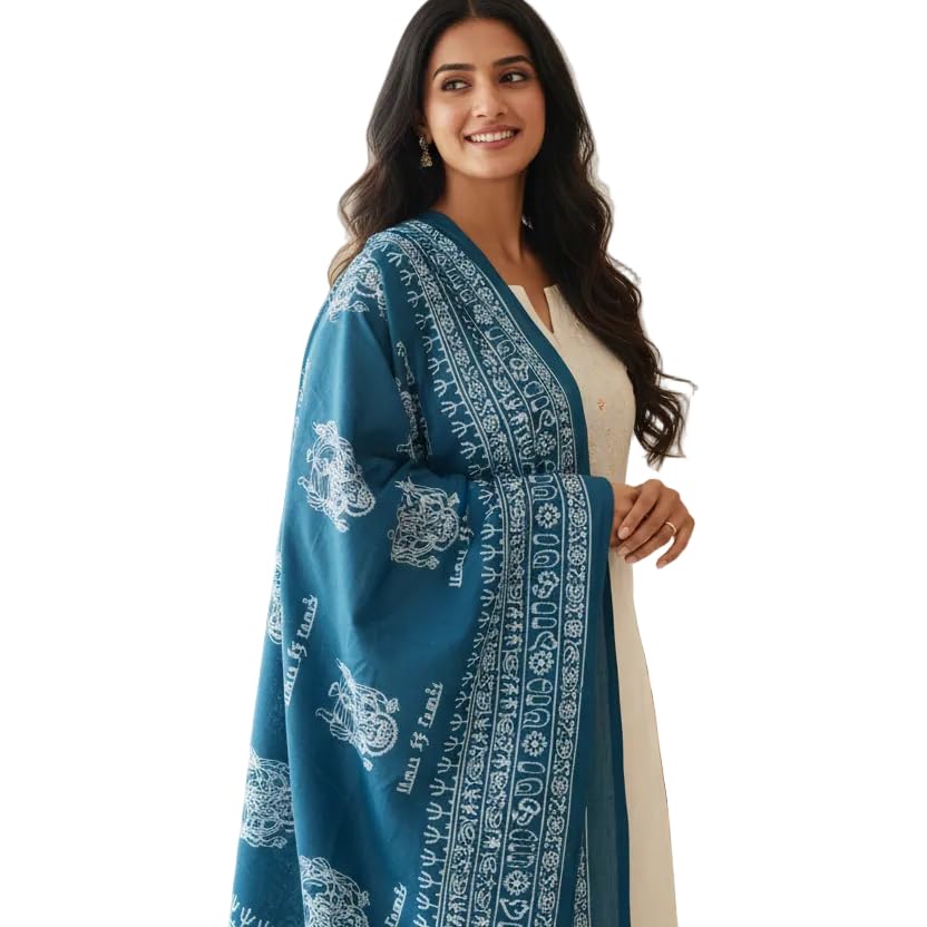 Teal Blue Ganesh Print Rayon Sarong | Hand Screen Print | 200×103 cm-image-31