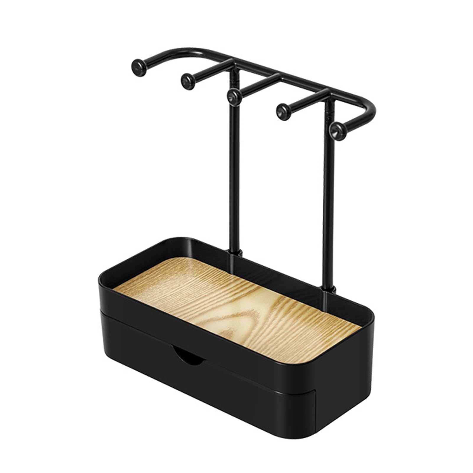 Mekalero Black Jewelry Organizers With Hook And Protective Drawer Stylish Jewelry Rack For Rings Watches And Bracelets Bracelets Display Rack