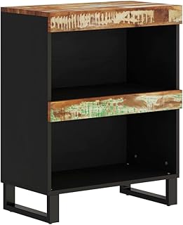 Beistelltisch 60x33x75 cm Altholz Eisen, Nachttisch mit Stauraum, recyceltes Holz Mehrfarbig, Schlaf- & Wohnzimmer