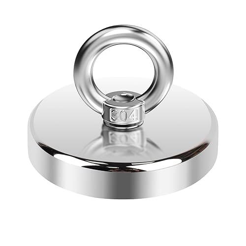 Miniatura 11 de Imanes de pesca de neodimio súper fuertes, potentes imanes de alta resistencia de 1.260 in, disco magnético grande de tierras raras con perno de ojo
