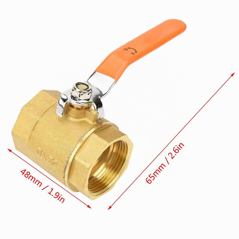 Robinet à Tournant Sphérique en Laiton BSP, DN32 1.6MPa 1-1/4-inch Vanne d'Arrêt à Robinet à Boisseau Sphérique à Filetage Femelle avec Poignée à Levier pour Gaz eau