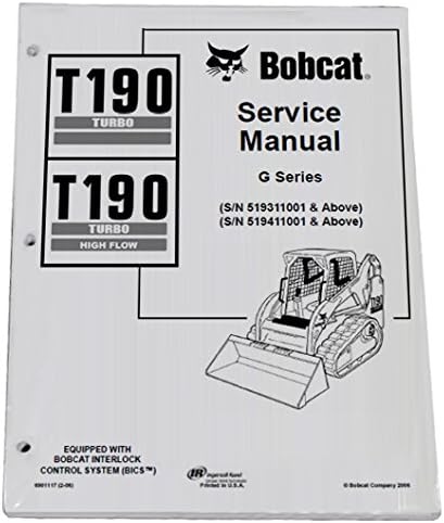 Bobcat Track Loader T190 Workshop Repair Service Manual Book - Manufacturer Part Number - MPN # 6901117