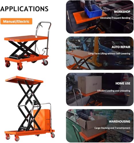 Hydrauliczny wózek podnośnikowy, pojemność 150 kg, 28 x 45 cm, stół podnoszący z 4 kółkami dla łatwej obsługi materiałów i transportu