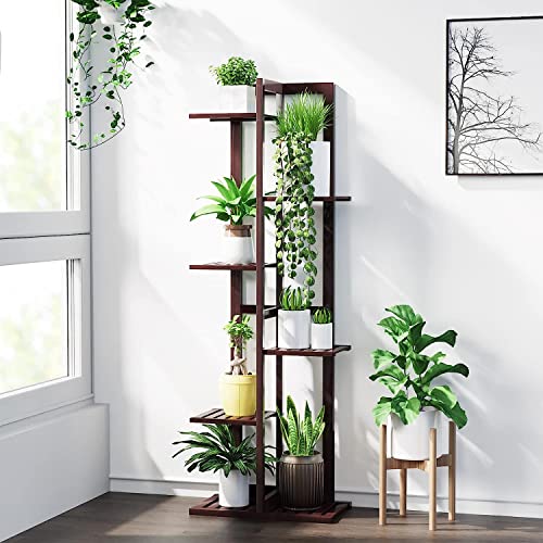 Dolceluna PSB008-US-1 Plant Stands For Indoor Multiple, 6 Tier 7 Potted Plant Shelf, 47 Inch Tall Corner Plant Holder For Living Room, Bamboo Plant Display Rack Adjustable thumb #7