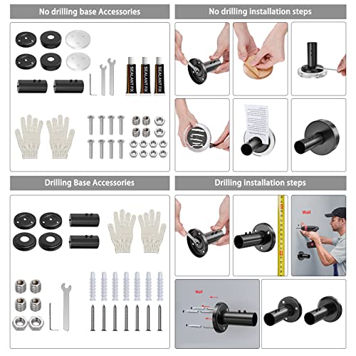 Raoot Shower Curtain Rod Curved Drill Or No Drill, Adjustable Black Shower Curtain Rod L Shaped 28"-40"X44"-68" Outdoor Shower Curtain Rod With 24 Shower Curtain Rings #TOP4