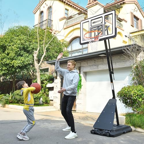 Image of AWII SPORT Basketball Hoop Outdoor 40&44&48 Inch Impact Backboard, 5.3-10FT Height Adjustable Basketball Hoop Goal System with Portable Wheels for Adults