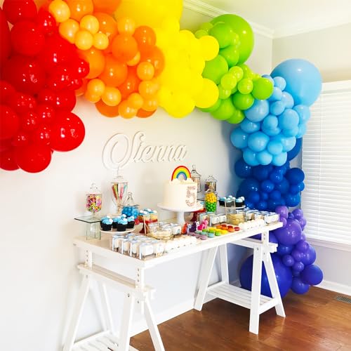Image of Voircoloria 134pcs Rainbow Balloon Arch Kit Different Sizes 18 inch 12 inch 10 inch 5 inch Assorted Color Latex Balloon Garland Arch Kit for Birthday Baby Shower Graduation Wedding Gender Reveal Party Decorations