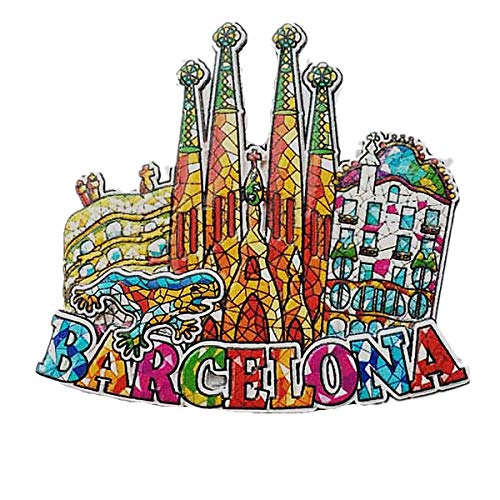 Magnete da frigorifero 3D in stile mosaico Barcellona Spagna, souvenir, regalo, decorazione per casa e cucina, adesivo magnetico da collezione Barcellona Spagna