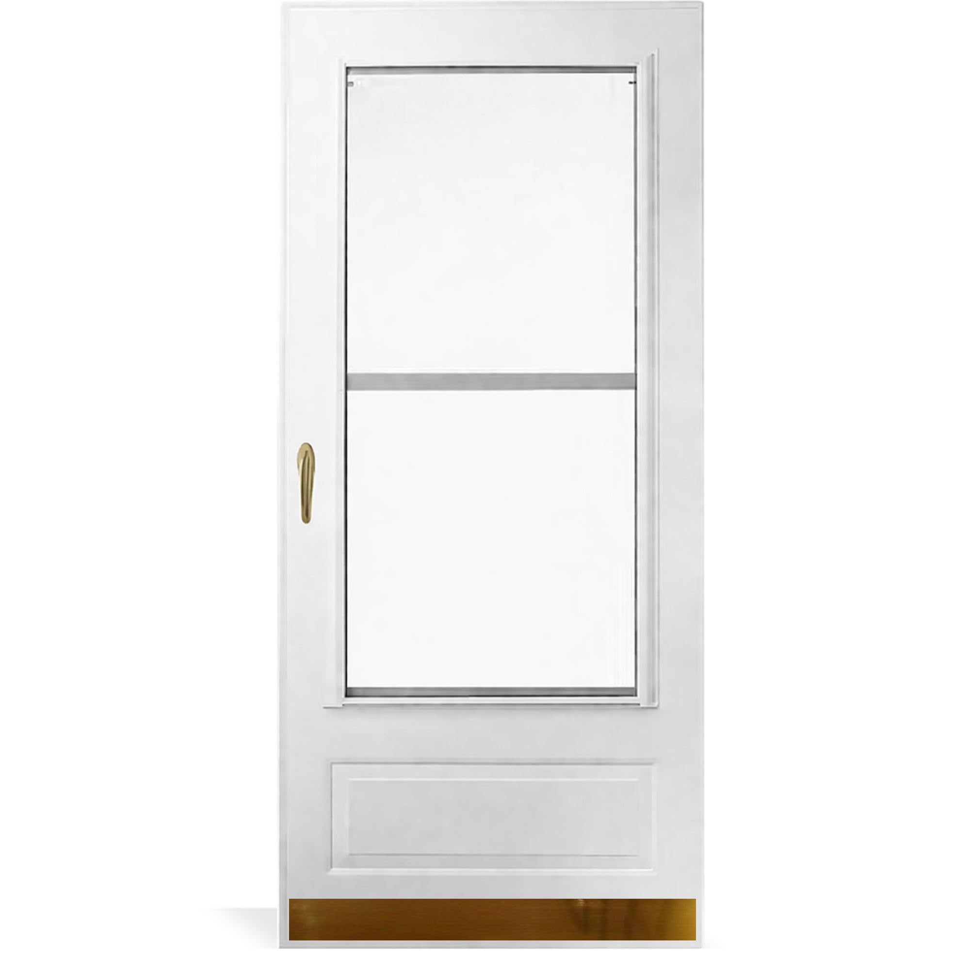 Deck the Door Decor Storm Door Protection Plate – Anodized Aluminum Kick Plate – Screw Mount – Durable Door Protection – Shiny Brass – 3" x 34"