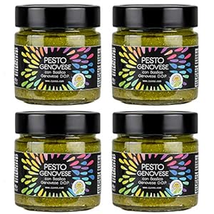 Boerderij Cuvea – Pesto genovese Handgemaakt uit Ligurië 4 x 180 g met Genuese basilicum D.O.P. saus Pasta ideaal voor pasta, lasagne, spaghetti