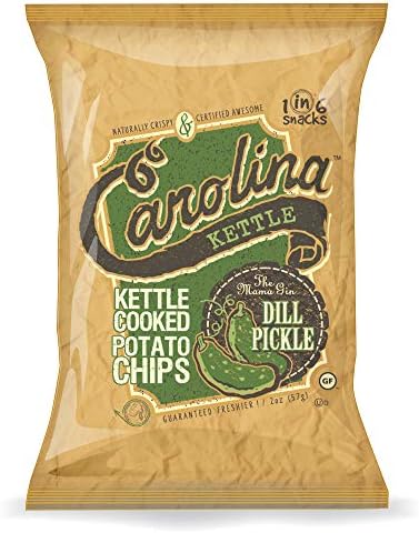 Carolina Kettle - Mama Gin Dill Pickle Kettle Cooked Potato Kettle Chips - Satisfy that fried pickle chips craving. (12 Pack Case - 2oz Bags)