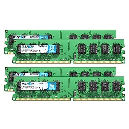 BRAINZAP 8GB DDR2 RAM DIMM PC2-6400U 2Rx8 800 MHz 1.8V CL6 Computer PC Arbeitsspeicher (4X 2GB)