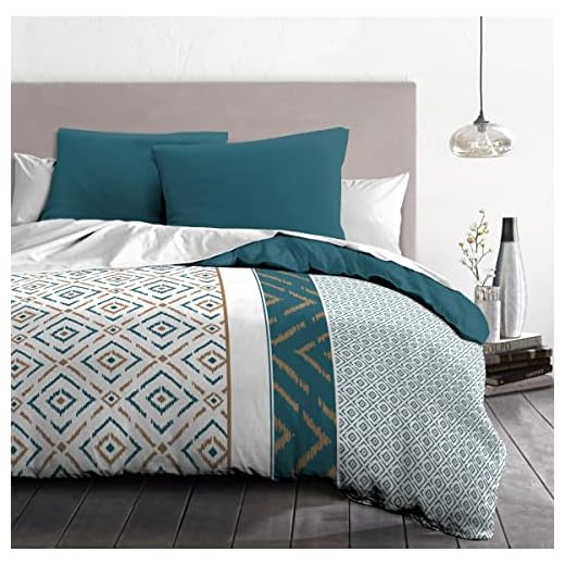 Home Linge Passion Parure DE Couette 140x200 Ethno Bleu Canard
