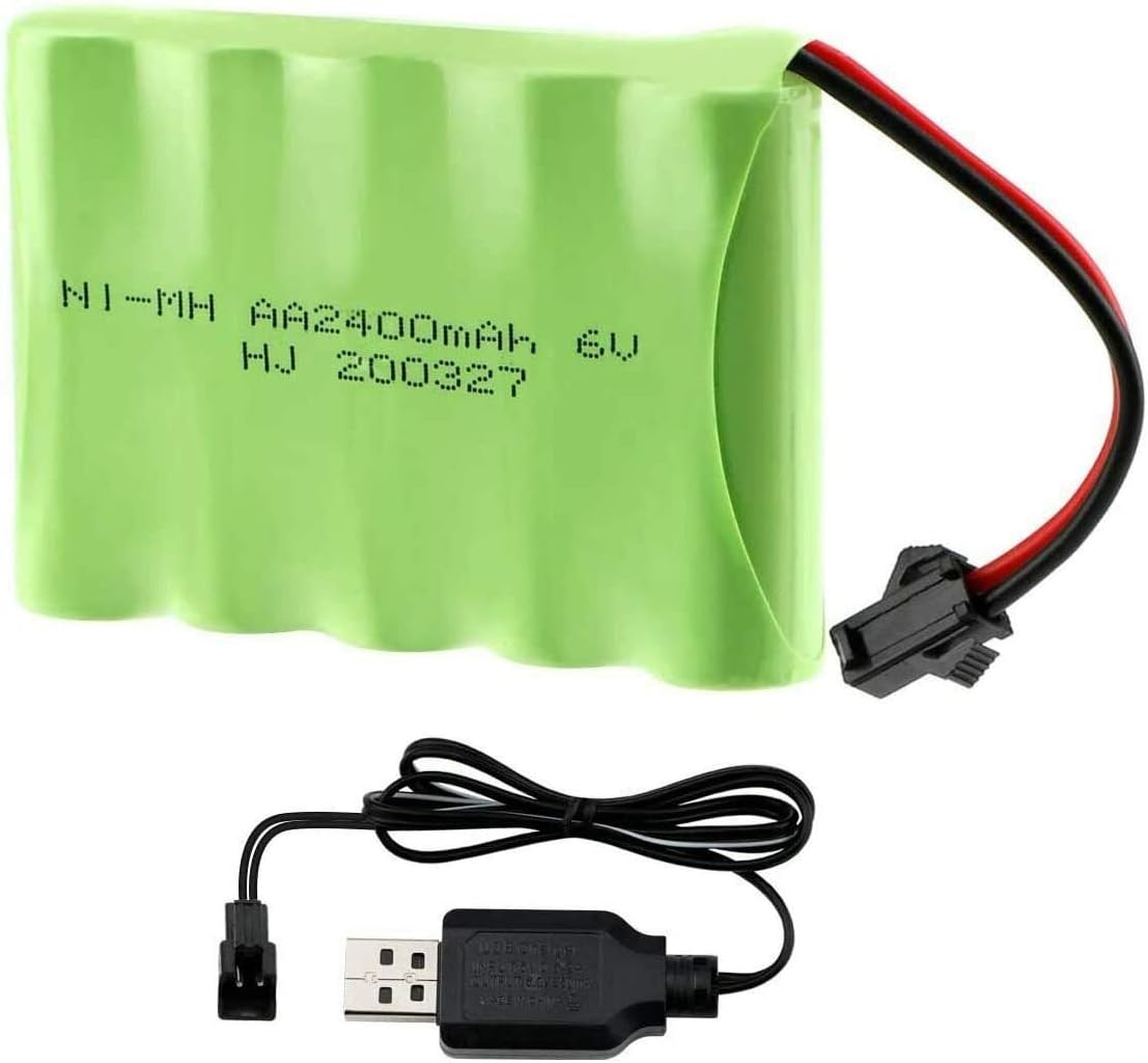rechargeable NI-MH 5S AA battery pack 6V 2400mAh SM 2P 2 pin plug female connector with USB charger for RC car off road truck jumper Vehicle Drift Monster Toys