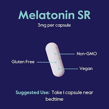 BESTVITE Melatonin SR 3mg (120 Veg Caps) - Extended Release Melatonin | Vegan - Non GMO - Gluten Free - Supports Restful Nights* - Easy to Swallow Caps