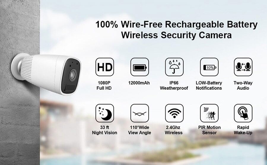 Caméra Wifi HD 1080P DrPhone étanche pour surveiller l'extérieur