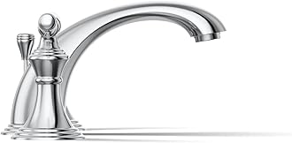 KOHLER Bathroom Faucet, Bathroom Sink Faucet, Devonshire Collection, 2-Handle Widespread Faucet with Metal Drain, Polished Chrome, K-394-4-CP