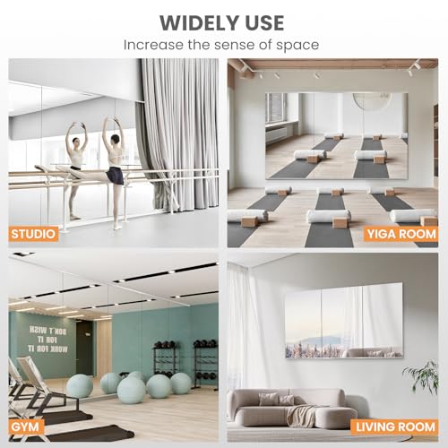 Home Gym Mirror, 71X24 Inch(Each)-2Pack Large Frameless Tempered Glass Full Body Wall Mounted Mirror for Gym, Yoga, Exercise, Dance Studio