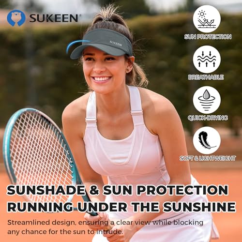 Image of Sukeen 3 Pack Sports Sun Visor Men Women Lightweight Packable Cooling Stretchy Visor Hat for Running, Tennis, Golf