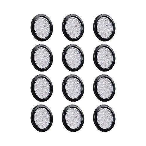 12 PCS 4 inch (ound 12 RED LED Tail Lights Brake Stop Running For Truck Trailer RV UTE UTV