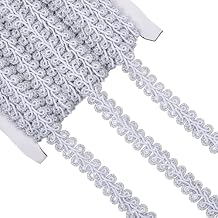 20 Yards 1/2 Inch Silver Braided Ribbon Trim Polyester Metallic Glitter Wave Scroll Upholstery Gimp Woven Braid Lace Fabric Ribbon for Sewing Making Crafts Dresses Costume Clothes DIY Decor