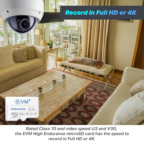 EVM 64GB Micro SD Card Endurance - 100mbps Transfer Speed, 5,000 Hours of Continuous Video Recording - Specially Designed for Surveillance and... - Image 3