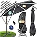 KESSER® Sonnenschirm Ø 350 cm mit LED Beleuchtung, Ampelschirm mit Kurbel, Garten, Sonnenschutz, Gestell & Ständer aus Alu, UV-Schutz, wasserdicht + Windfest, 360° Funktion + Schutzhülle, Anthrazit