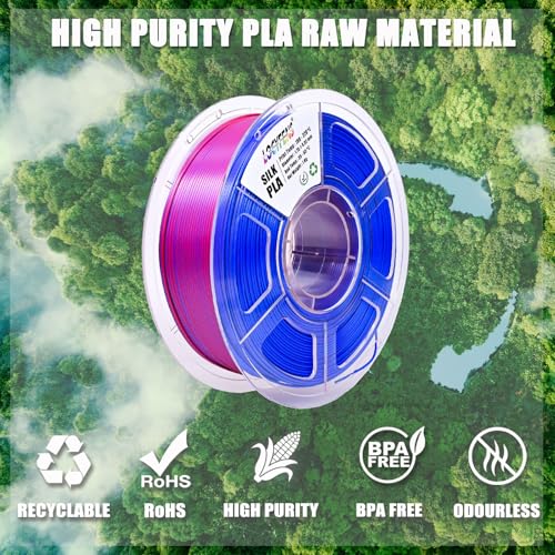 Image of PLA Filament 1.75mm, Silk PLA 3D Printer Filament, Dual Color Filament - Red Blue 1.75 PLA Filament- 2 in 1 Coextrusion 3D Filament PLA 1.75 + /-0.02mm, Fit to AMS, 1kg /Spool